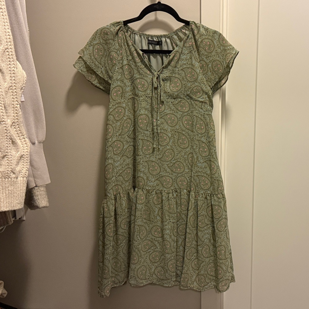 Mikarose Olive Paisley Mini Dress